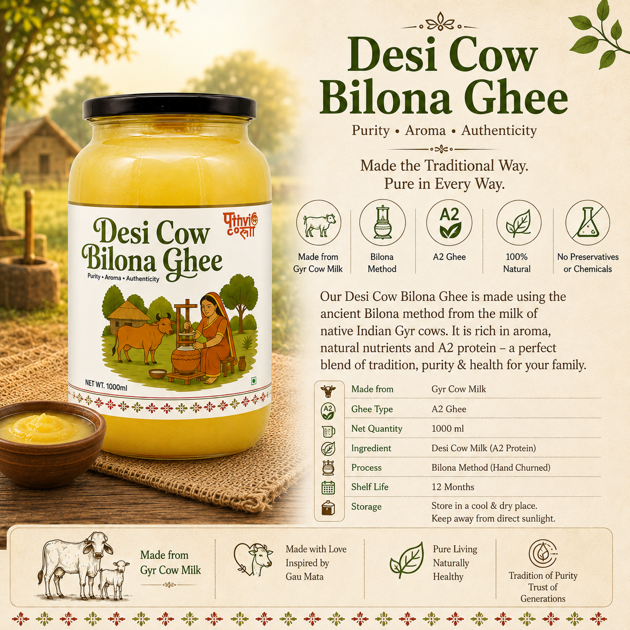 Desi Cow Bilona Ghee - A2