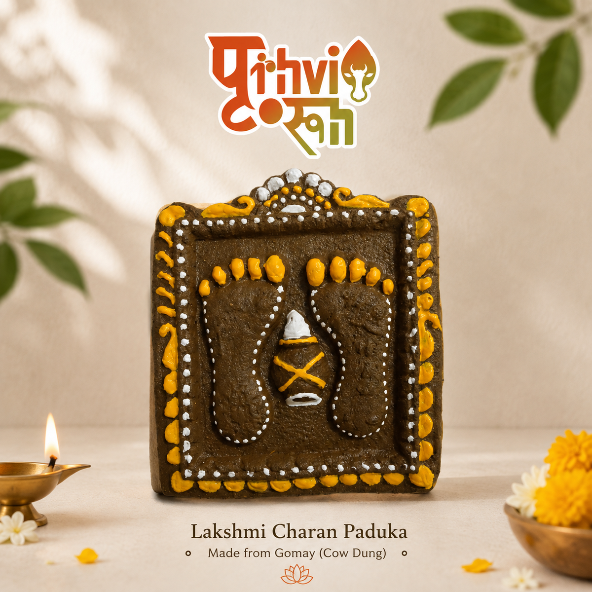 Prithvirooh Gomay Lakshmi Charan Paduka (3×3 Inch)